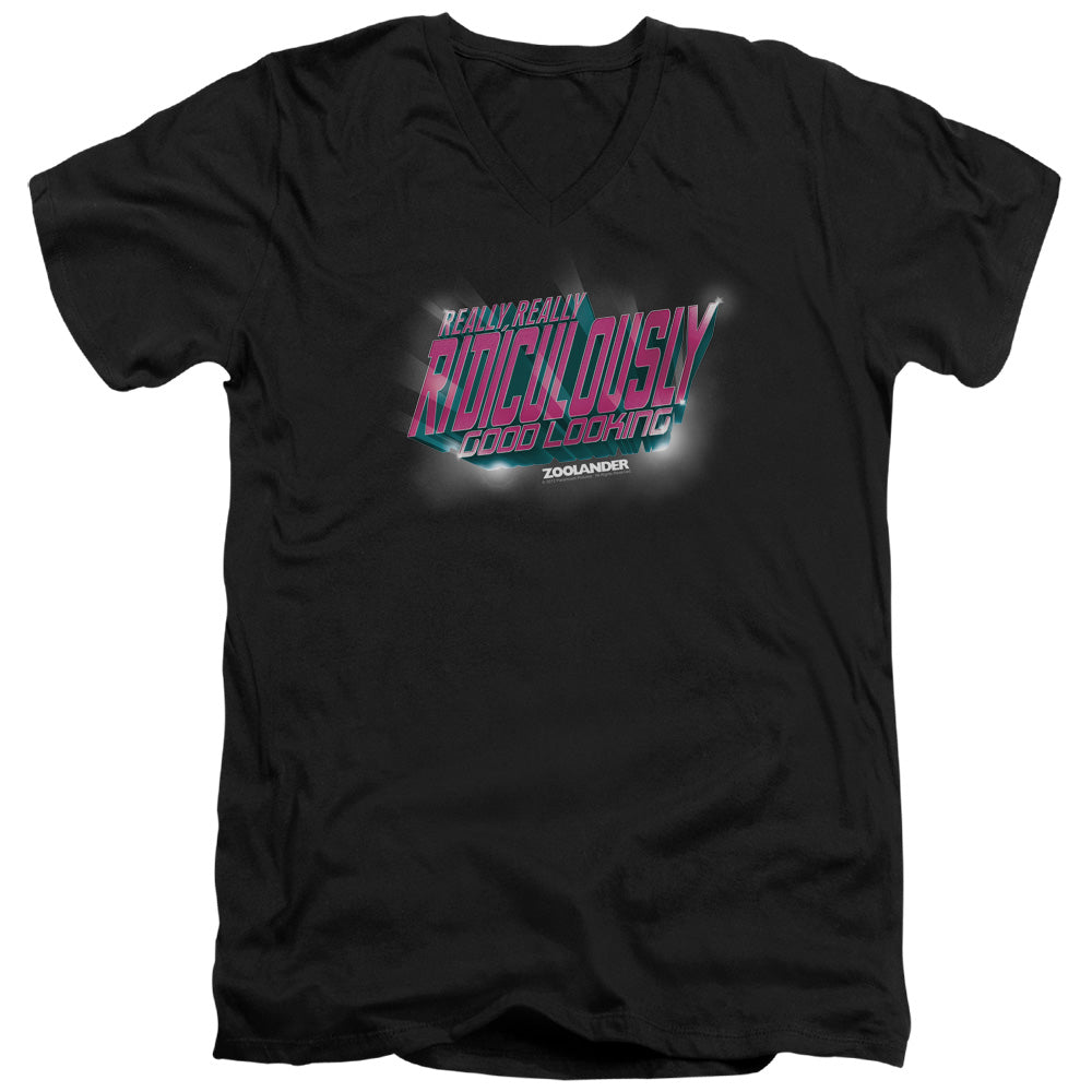 Zoolander Ridiculously Good Looking Mens Slim Fit V-Neck T Shirt Black Officially Licensed
