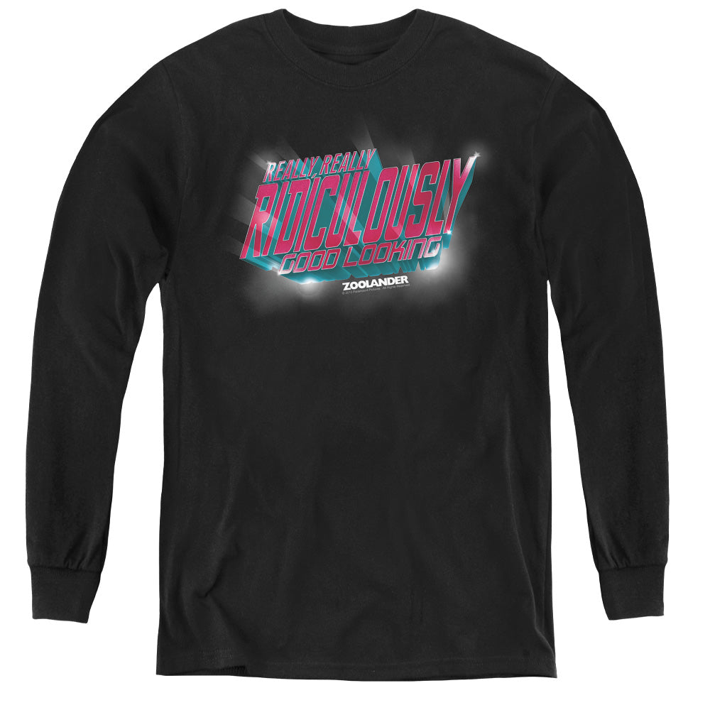 Zoolander Ridiculously Good Looking Long Sleeve Kids Youth T Shirt Black Officially Licensed