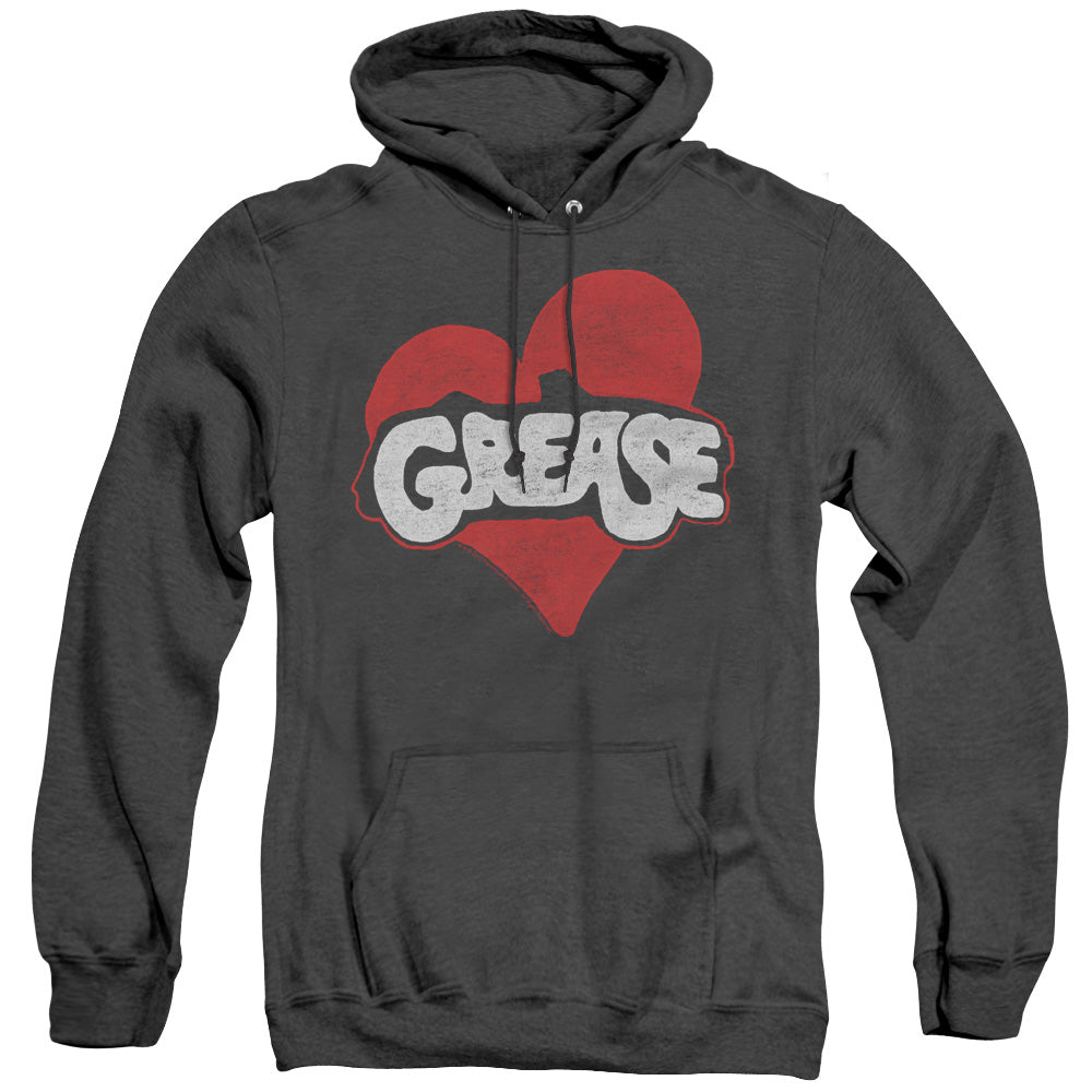 Grease Heart Mens Heather Hoodie Black Officially Licensed