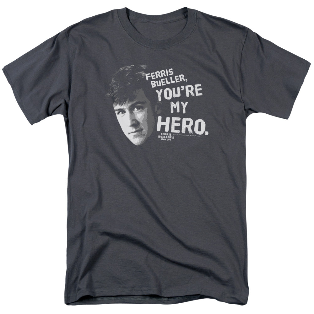 Ferris Bueller My Hero Mens T Shirt Charcoal Officially Licensed