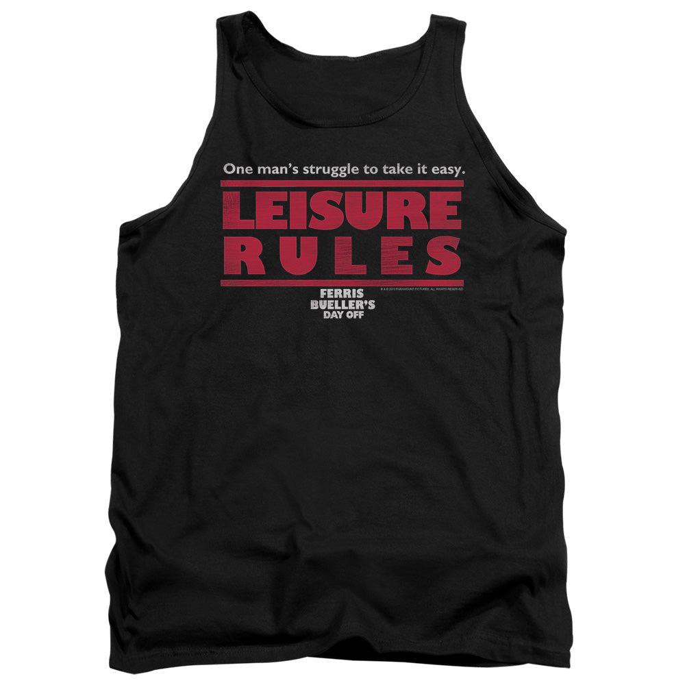 Ferris Bueller Leisure Rules Mens Tank Top Shirt Black Officially Licensed