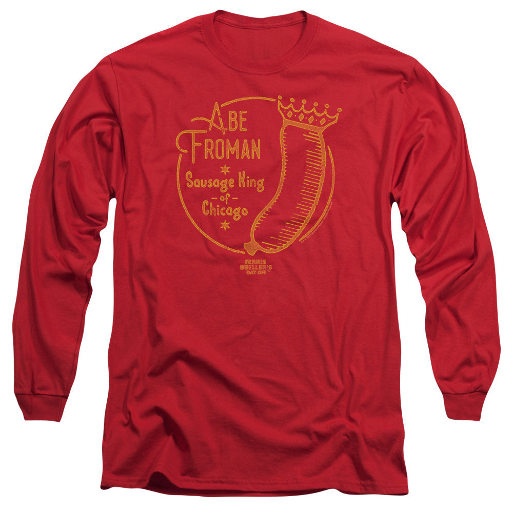 Ferris Bueller Abe Froman Mens Long Sleeve Shirt Red Officially Licensed