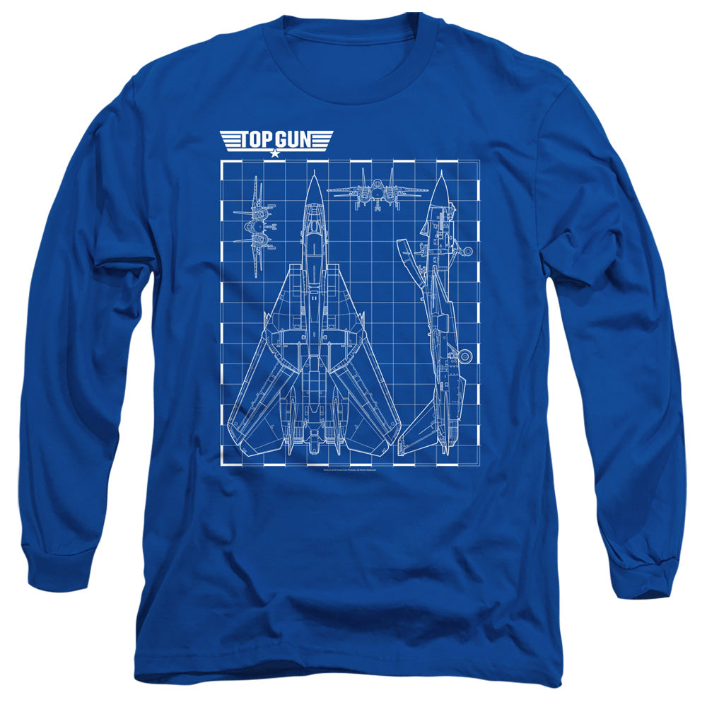 Top Gun Schematic Mens Long Sleeve Shirt Royal Officially Licensed