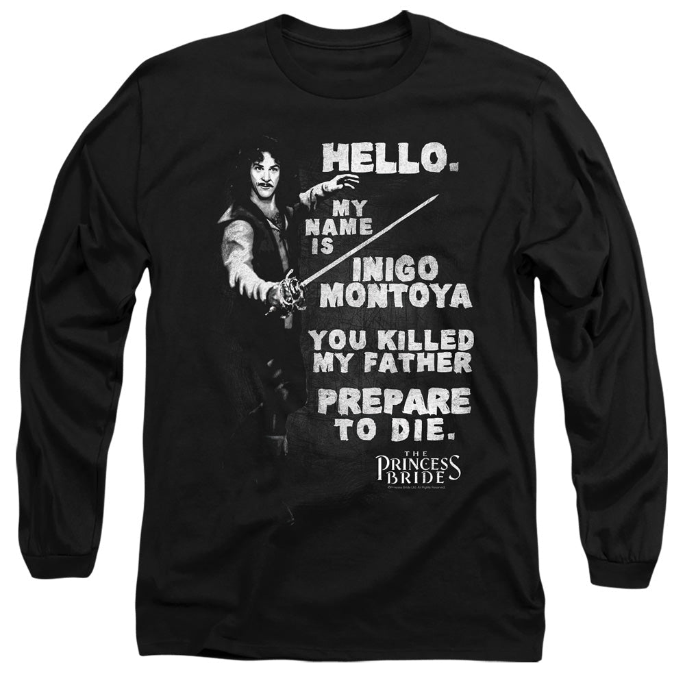 Princess Bride Hello Again Mens Long Sleeve Shirt Black Officially Licensed