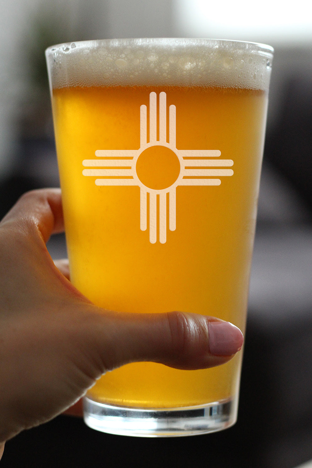 New Mexico Flag Pint Glass for Beer - State Themed Drinking Decor and Gifts for New Mexican Women & Men - 16 Oz Glasses
