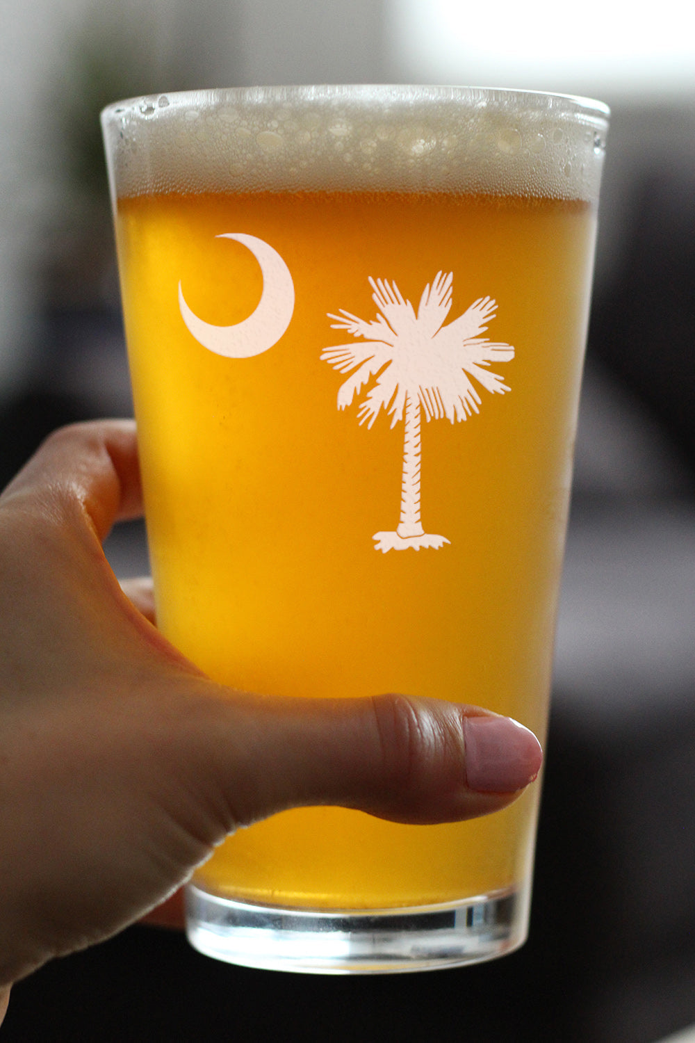 South Carolina Flag Pint Glass for Beer - State Themed Drinking Decor and Gifts for South Carolinian Women & Men - 16 Oz Glasses