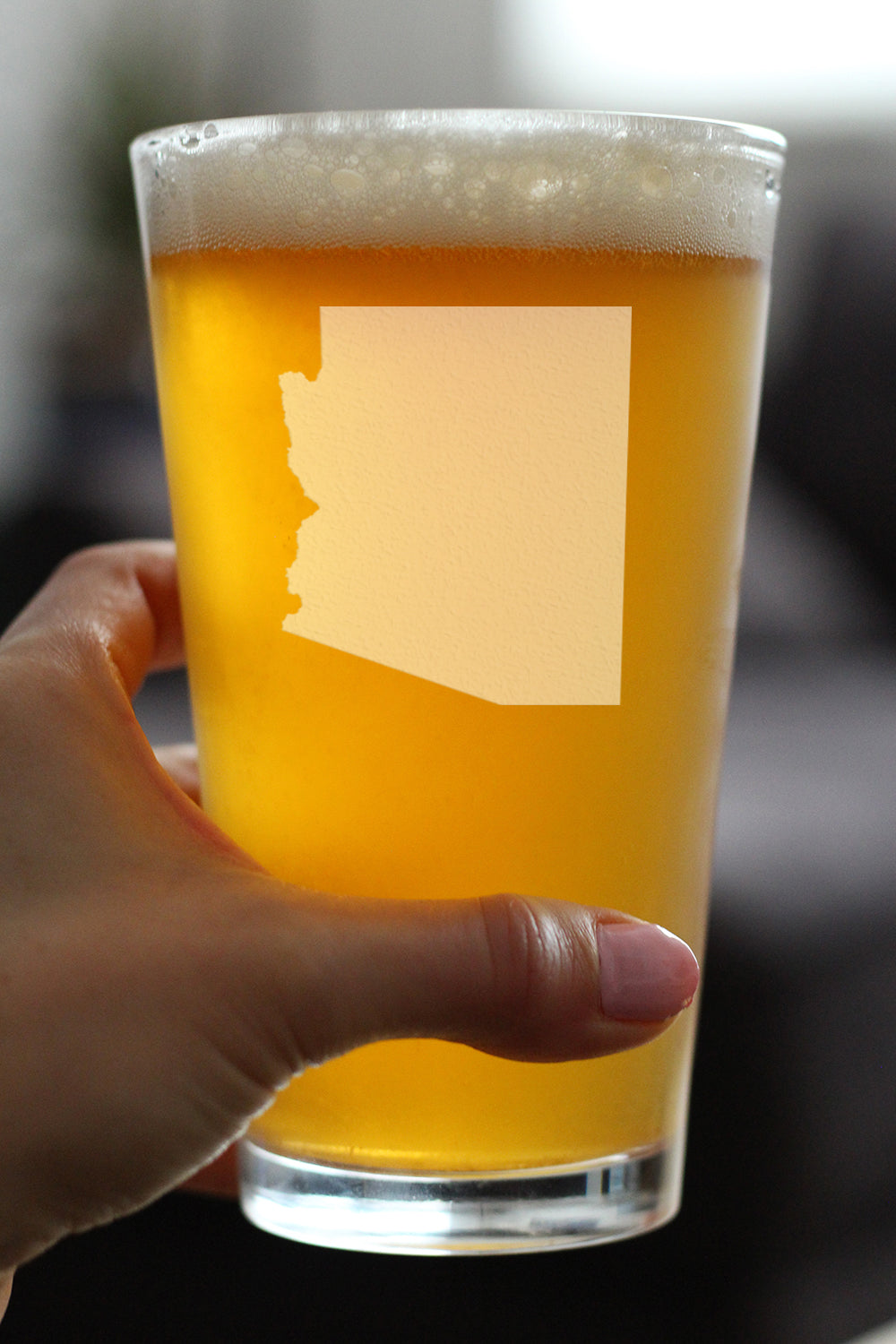 Arizona State Outline Pint Glass for Beer - State Themed Drinking Decor and Gifts for Arizonan Women & Men - 16 Oz Glasses