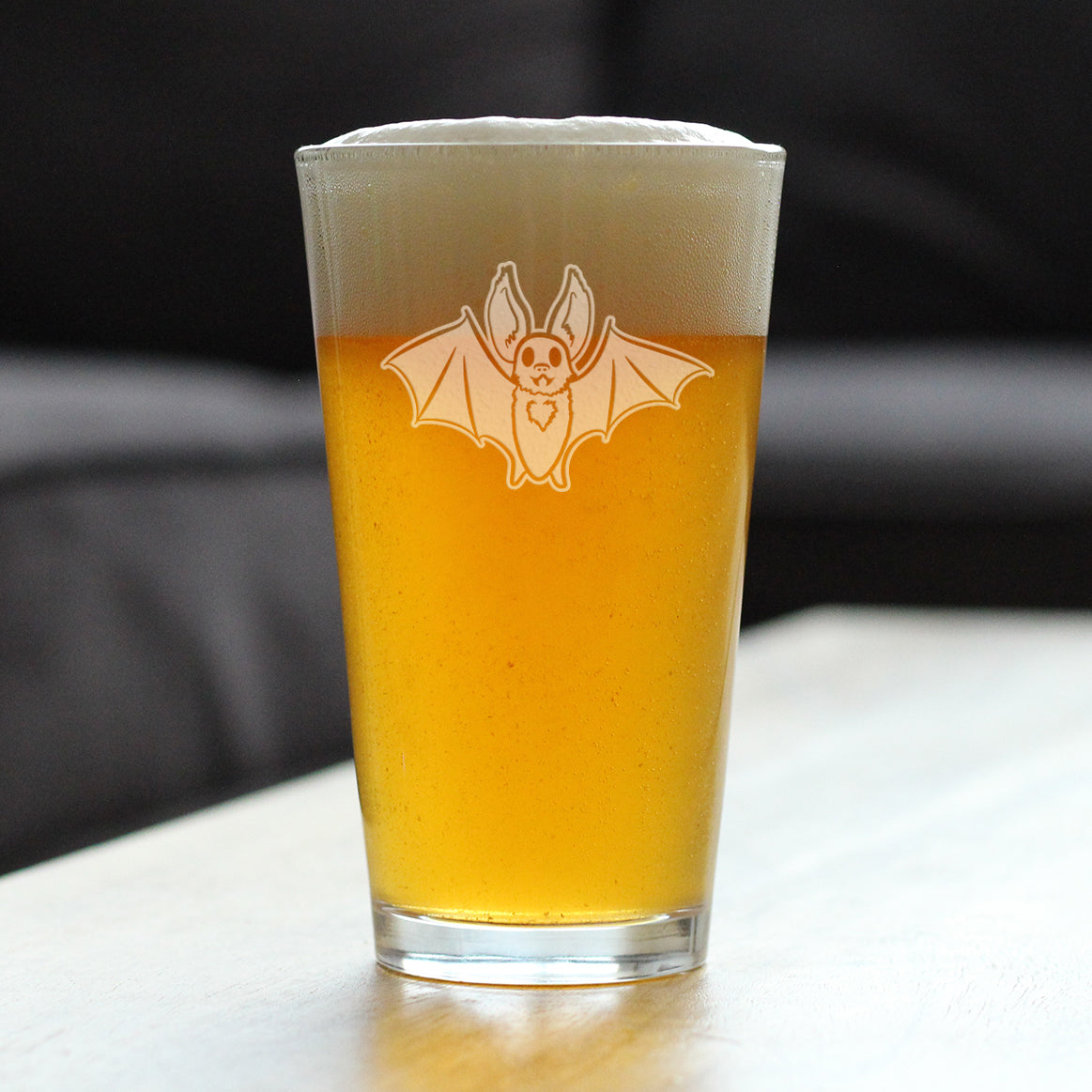 Bat Pint Glass for Beer - Funny Cute Bat Gifts - Spooky Fun Halloween Decor with Bats - 16 oz Glasses