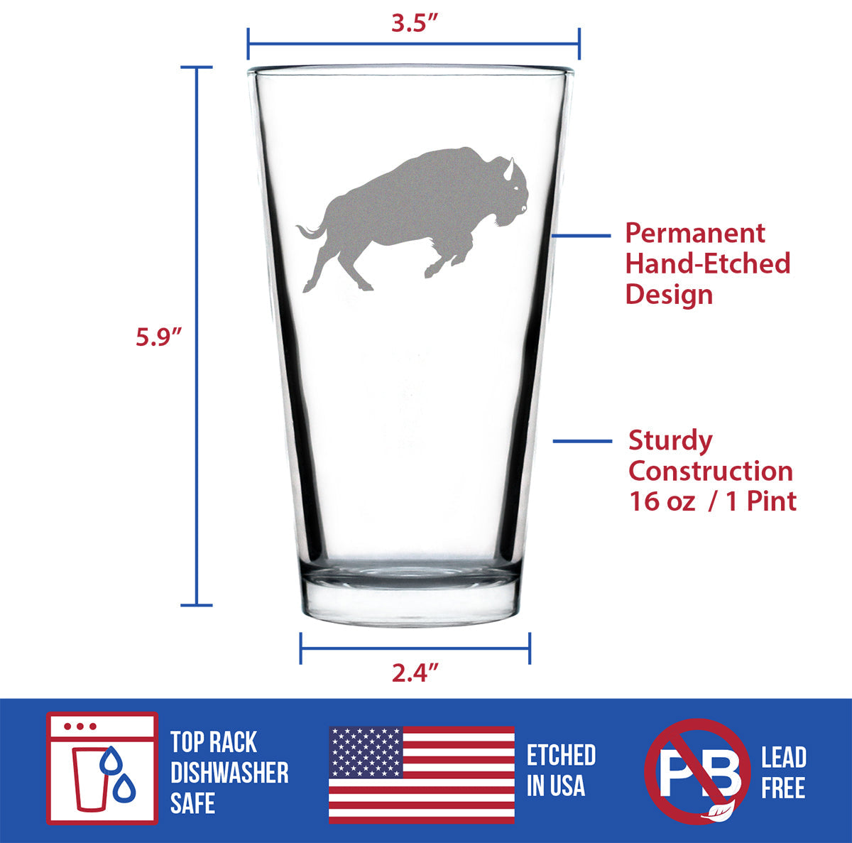 Bison - 16 Ounce Pint Glass
