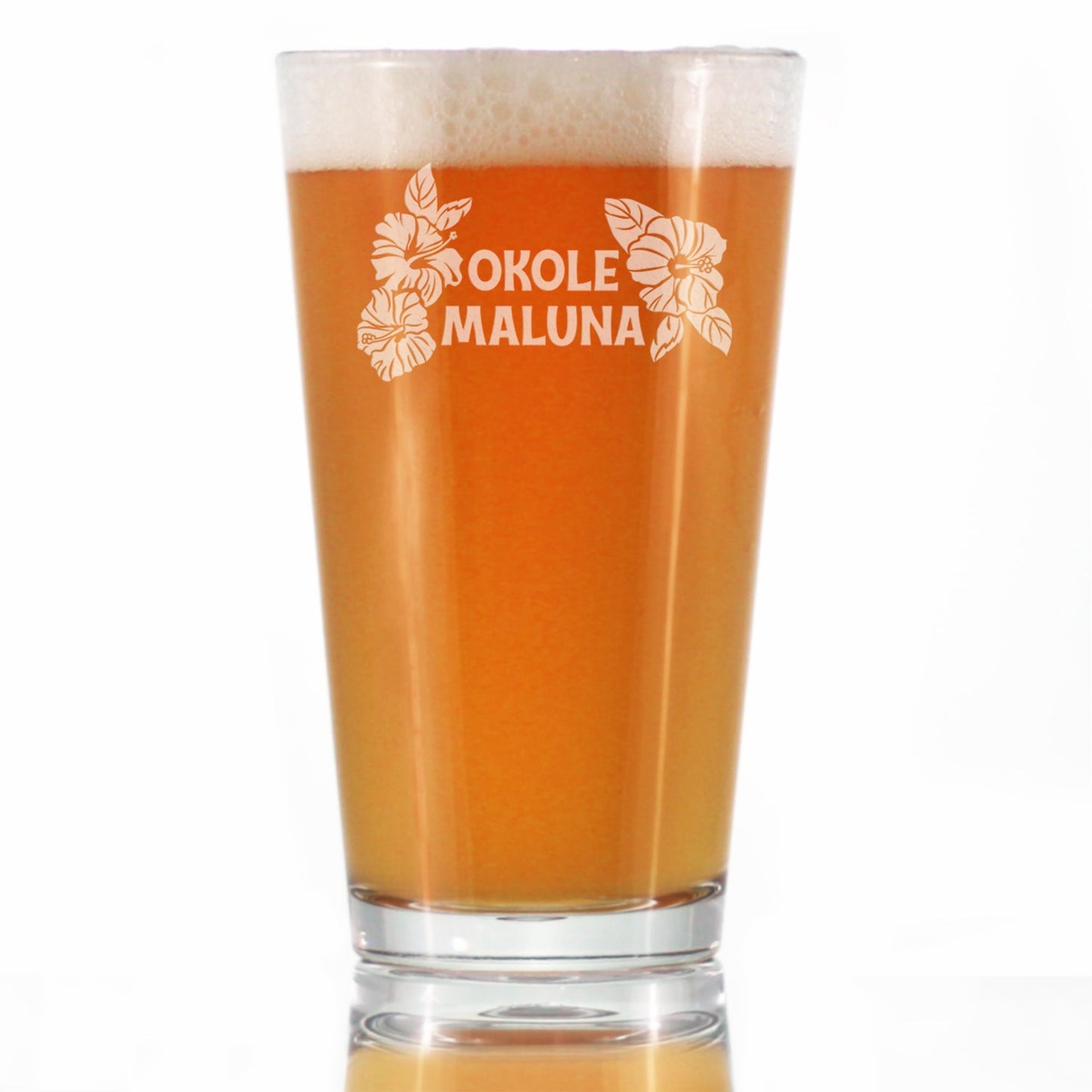 Okole Maluna Engraved 16 Oz Pint Glass for Beer, Hawaiian Cheers, Unique Party Cup for Men & Women Who Love Hawaii