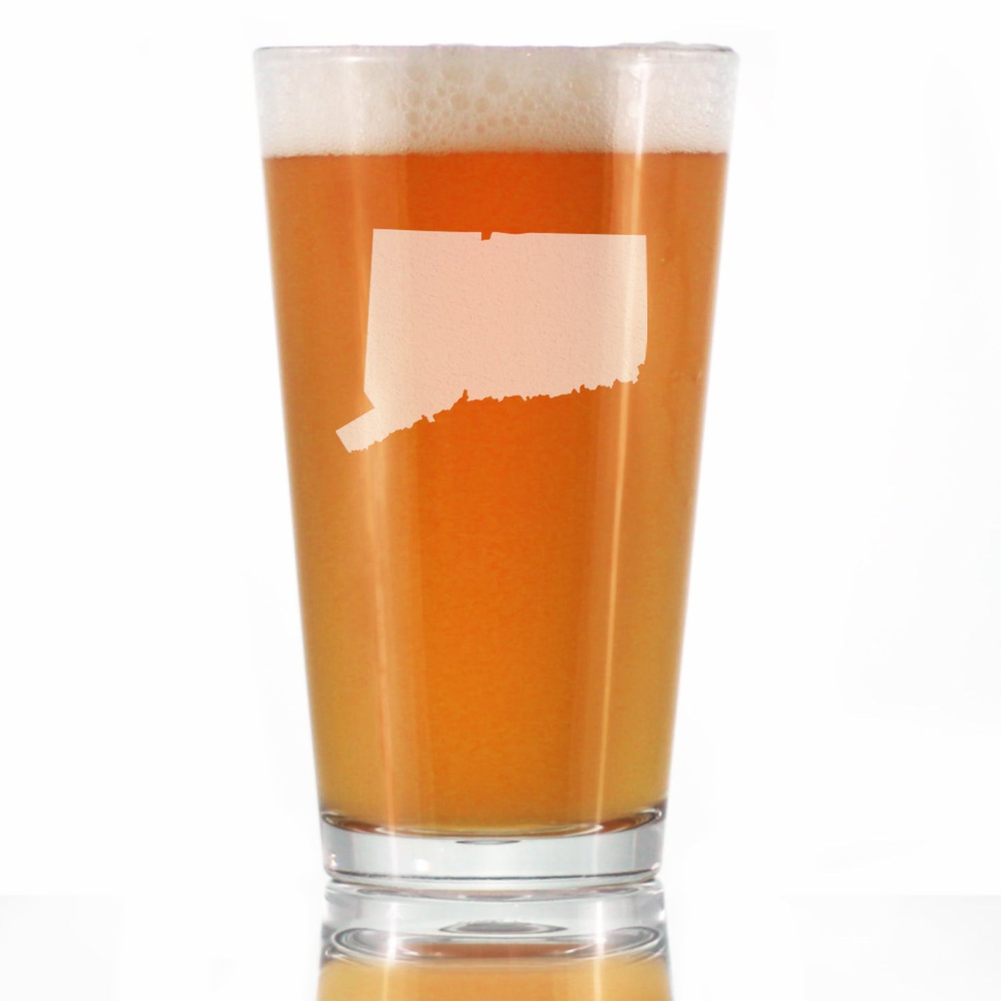 Connecticut State Outline Pint Glass for Beer - State Themed Drinking Decor and Gifts for Connecticuters and Nutmegger Women & Men - 16 Oz Glasses