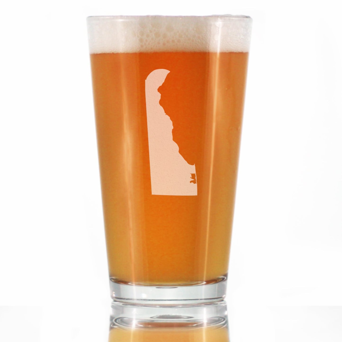 Delaware State Outline Pint Glass for Beer - State Themed Drinking Decor and Gifts for Delawarean Women & Men - 16 Oz Glasses
