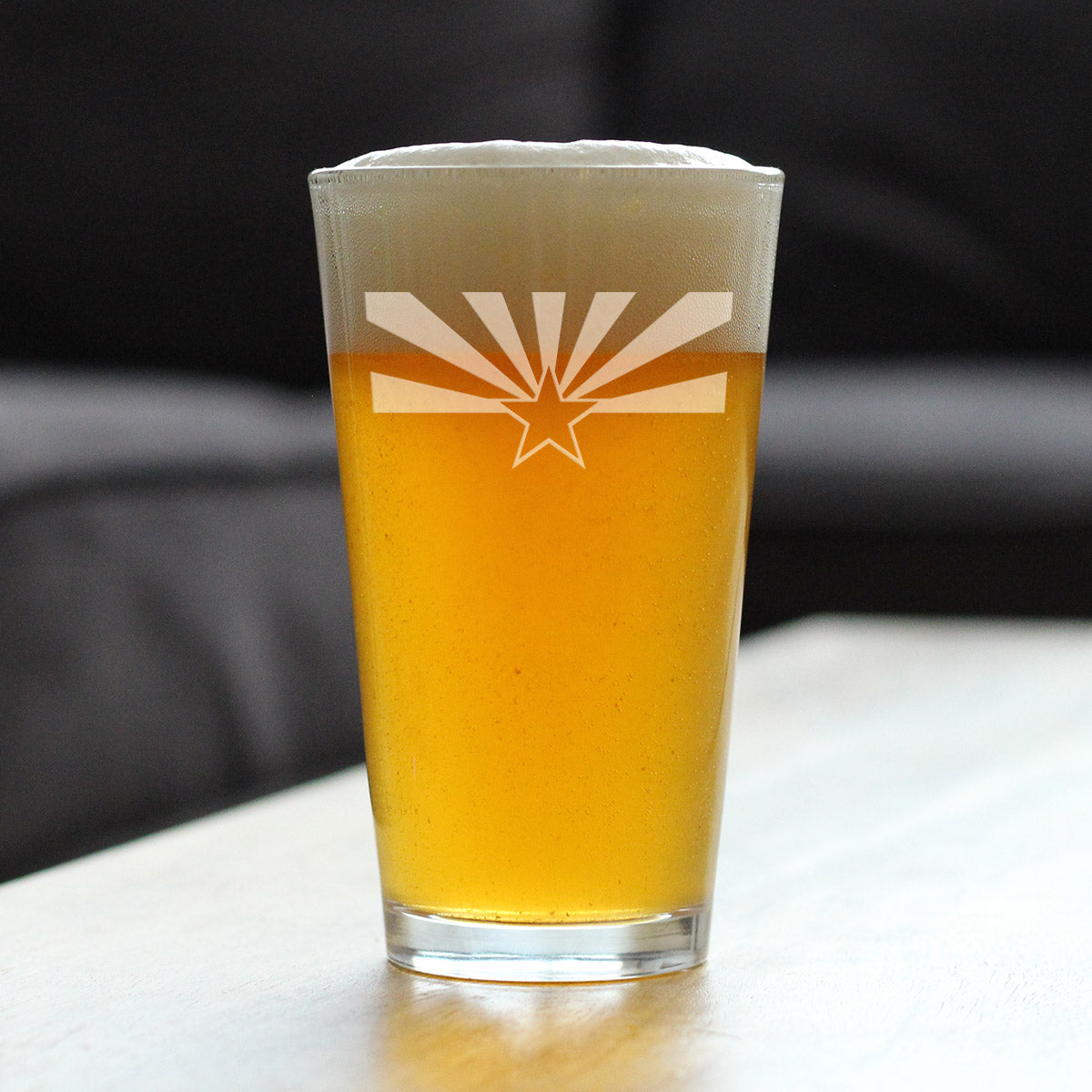 Arizona Flag Pint Glass for Beer - State Themed Drinking Decor and Gifts for Arizonan Women & Men - 16 Oz Glasses