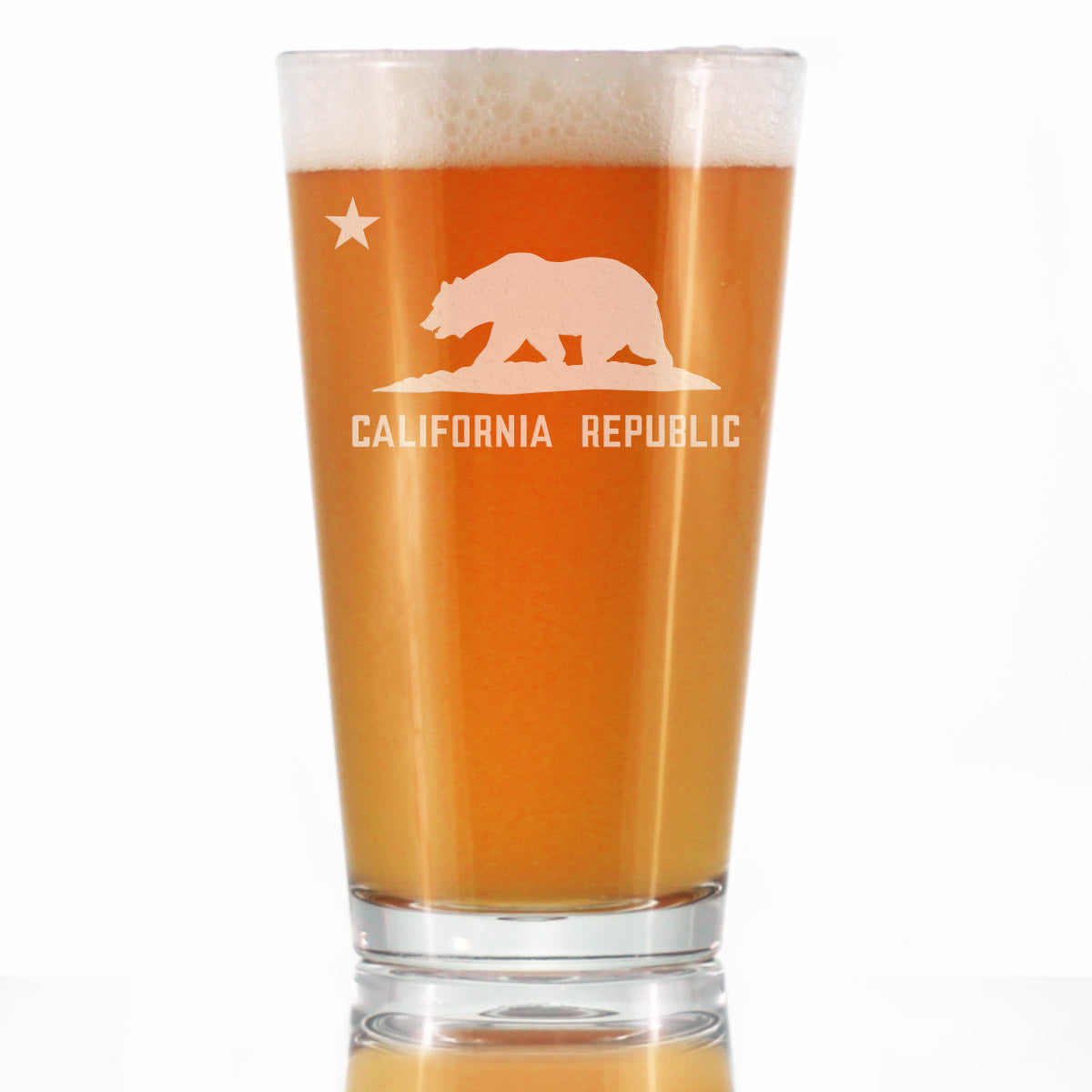 California State Flag Pint Glass for Beer - State Themed Drinking Decor and Gifts for Californian Women & Men - 16 Oz Glasses