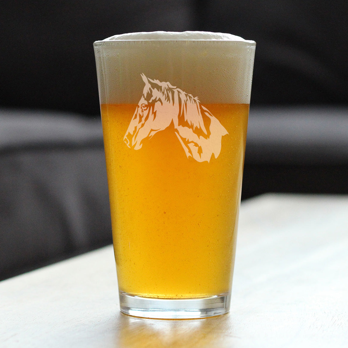 Horse Face Pint Glass for Beer - Western Themed Farm Decor and Gifts for Horseback Riders - 16 Oz Glasses