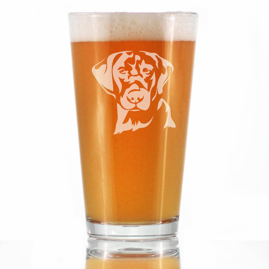 Black Lab Face - Labrador Retriever Pint Glass for Beer - Fun Unique Dog Themed Decor Gifts for Men & Women - 16 oz