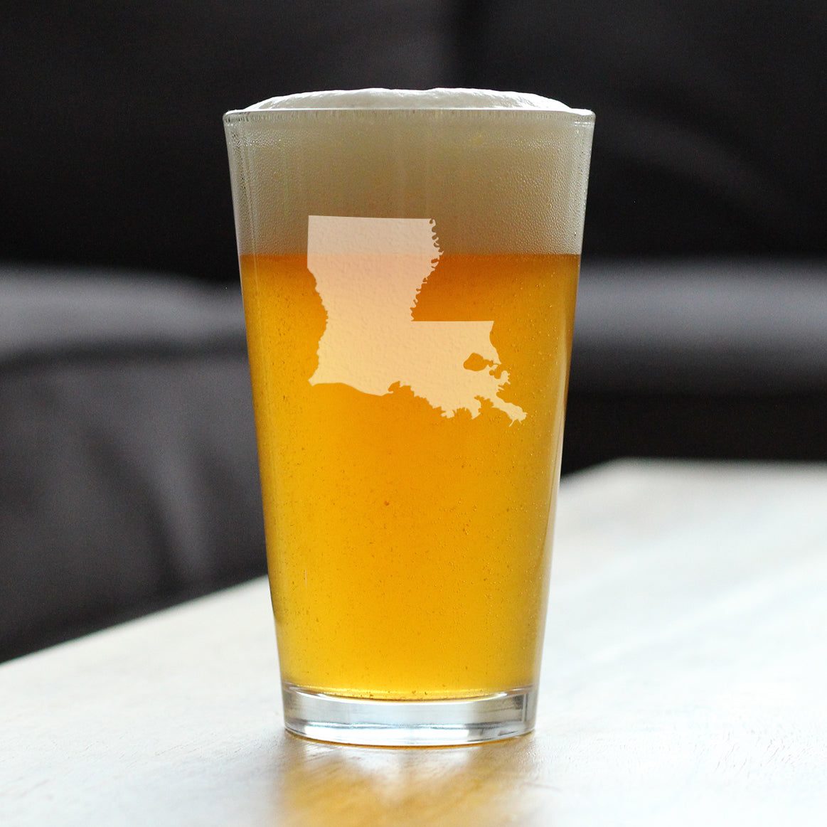 Louisiana State Outline Pint Glass for Beer - State Themed Drinking Decor and Gifts for Louisianian Women & Men - 16 Oz Glasses