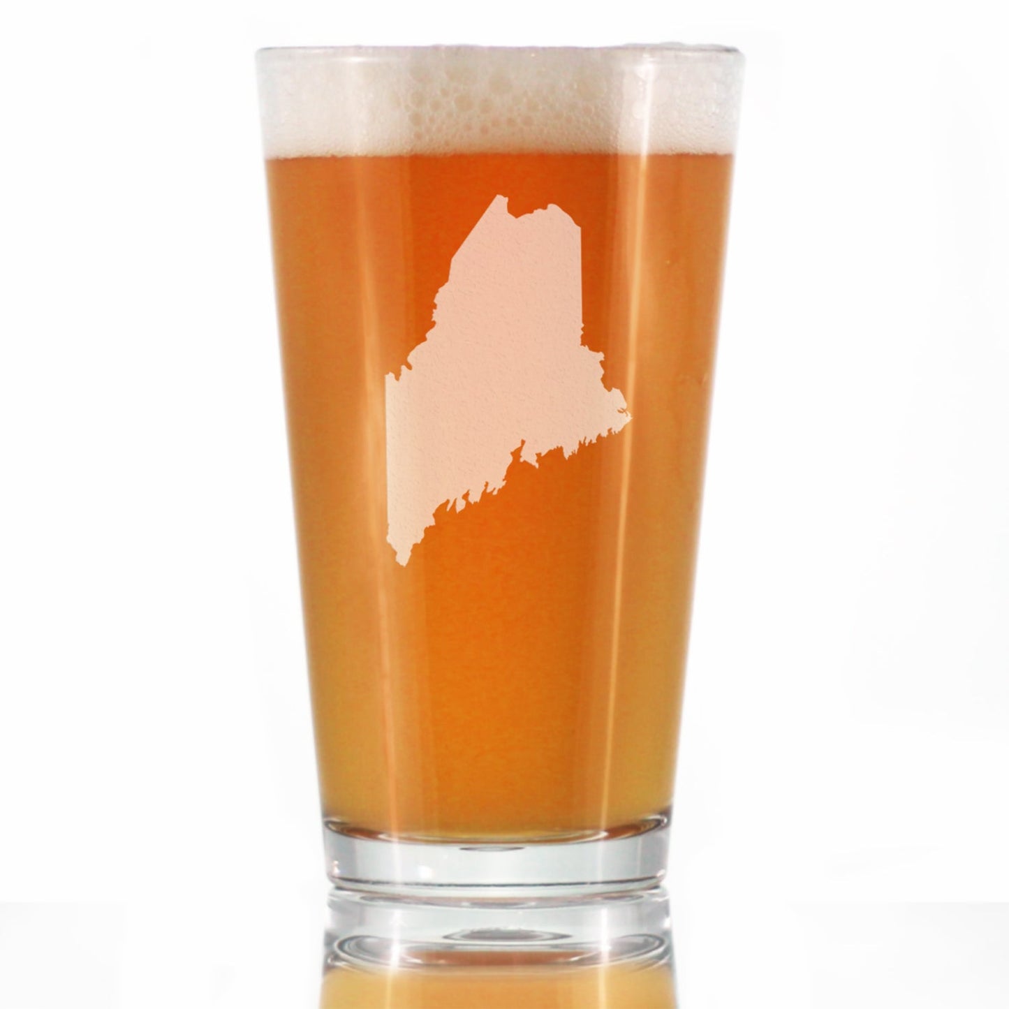 Maine State Outline Pint Glass for Beer - State Themed Drinking Decor and Gifts for Mainer Women & Men - 16 Oz Glasses