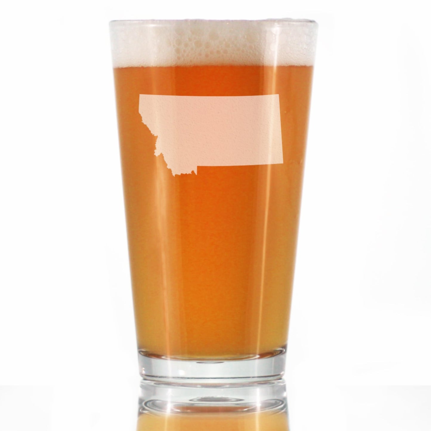 Montana State Outline Pint Glass for Beer - State Themed Drinking Decor and Gifts for Montanan Women & Men - 16 Oz Glasses