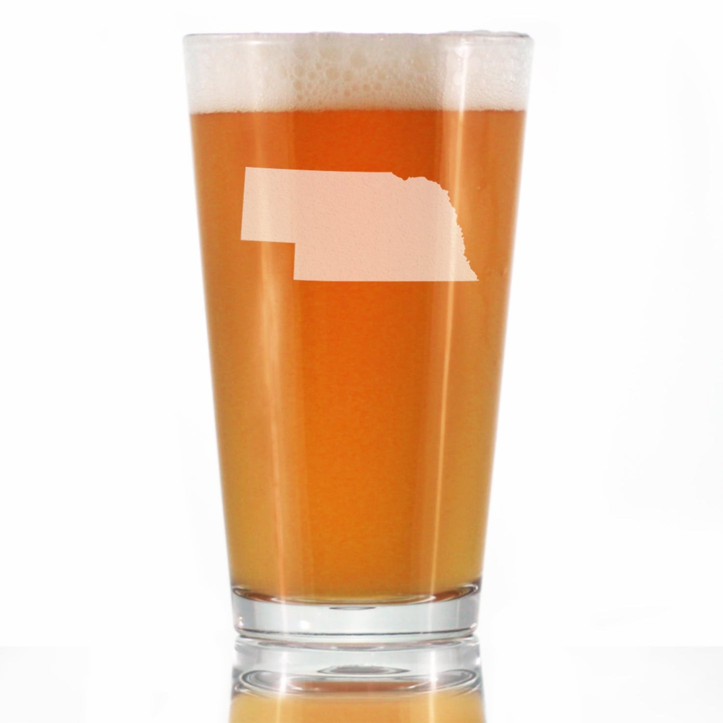 Nebraska State Outline Pint Glass for Beer - State Themed Drinking Decor and Gifts for Nebraskan Women & Men - 16 Oz Glasses