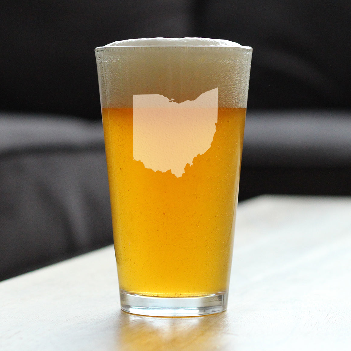 Ohio State Outline Pint Glass for Beer - State Themed Drinking Decor and Gifts for Ohioan Women & Men - 16 Oz Glasses