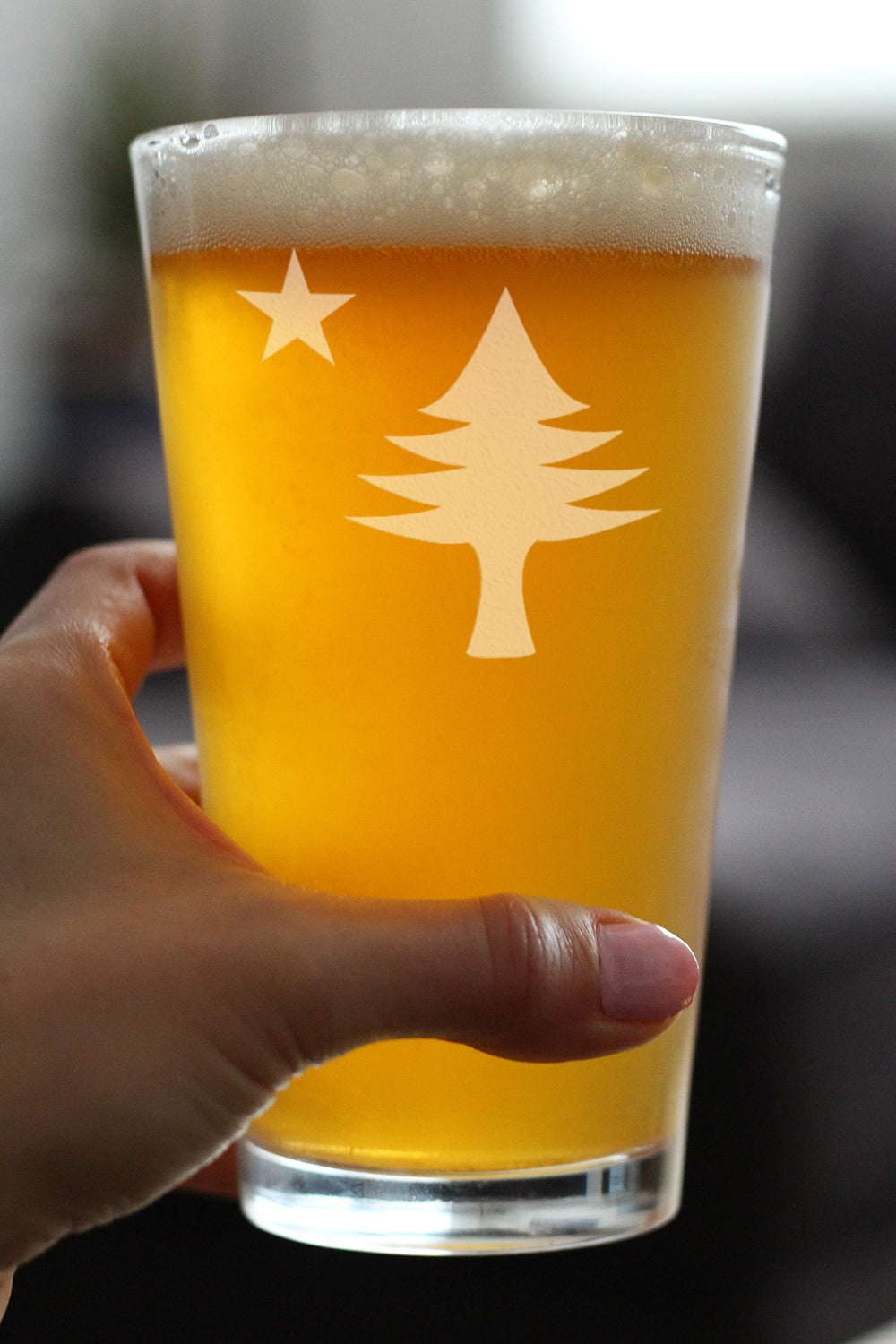 Old Maine Flag Pint Glass for Beer - Original 1901 State of Maine Flag Gifts for Women & Men Mainers - 16 Oz Pint Glasses