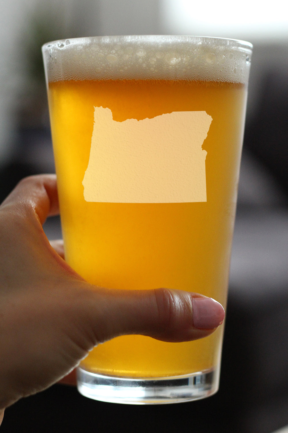Oregon State Outline Pint Glass for Beer - State Themed Drinking Decor and Gifts for Oregonian Women & Men - 16 Oz Glasses