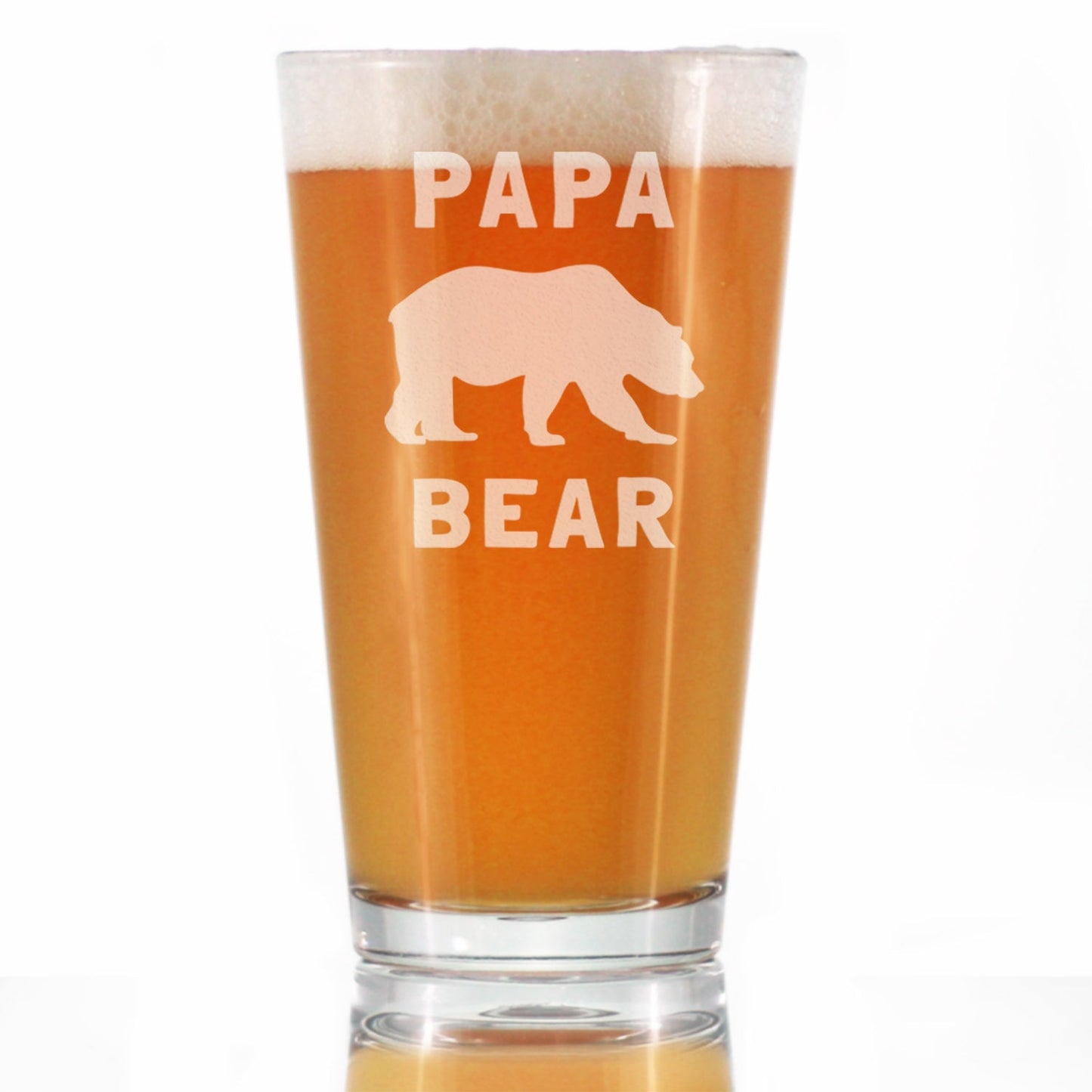 Papa Bear Pint Glass for Beer - Cute Funny Dad Gift Ideas for Father's Day or Birthday - 16 Oz Glasses