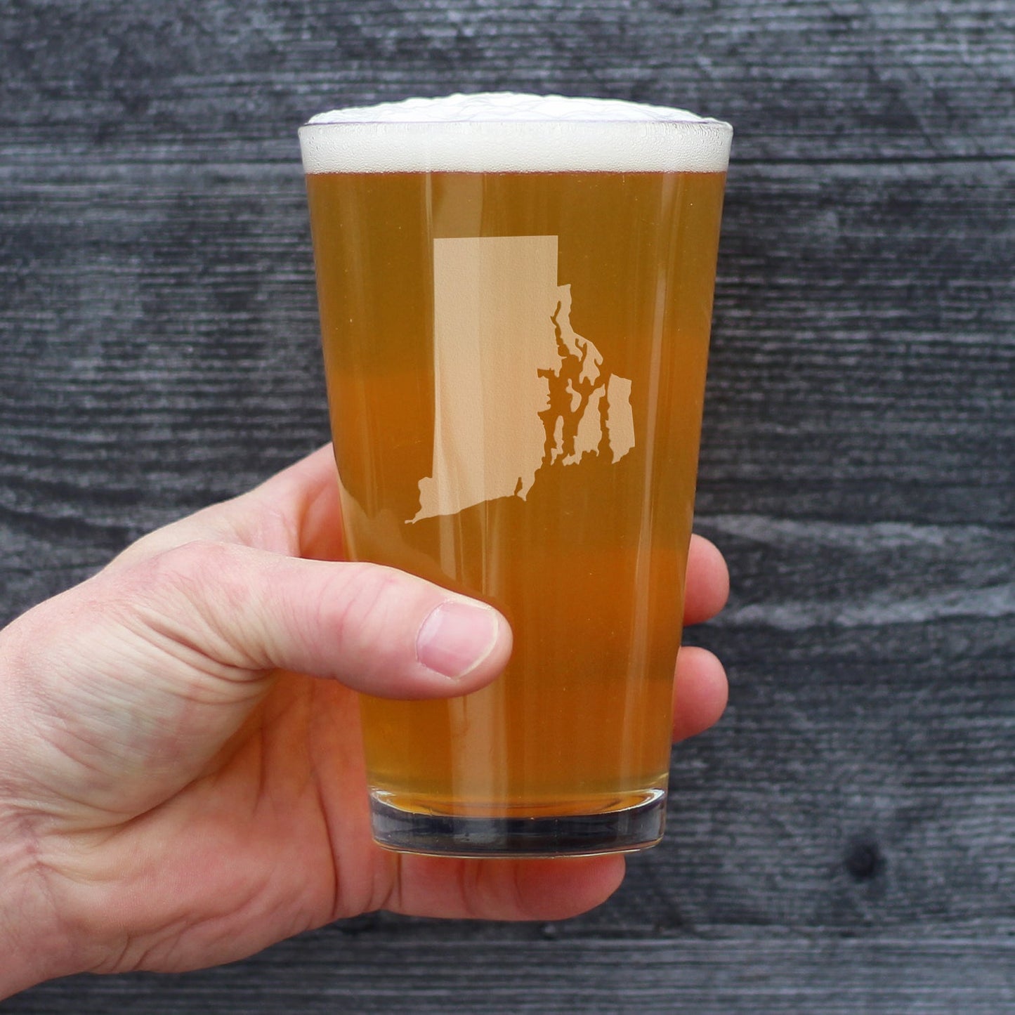 Rhode Island State Outline Pint Glass for Beer - State Themed Drinking Decor and Gifts for Rhode Islander Women & Men - 16 Oz Glasses