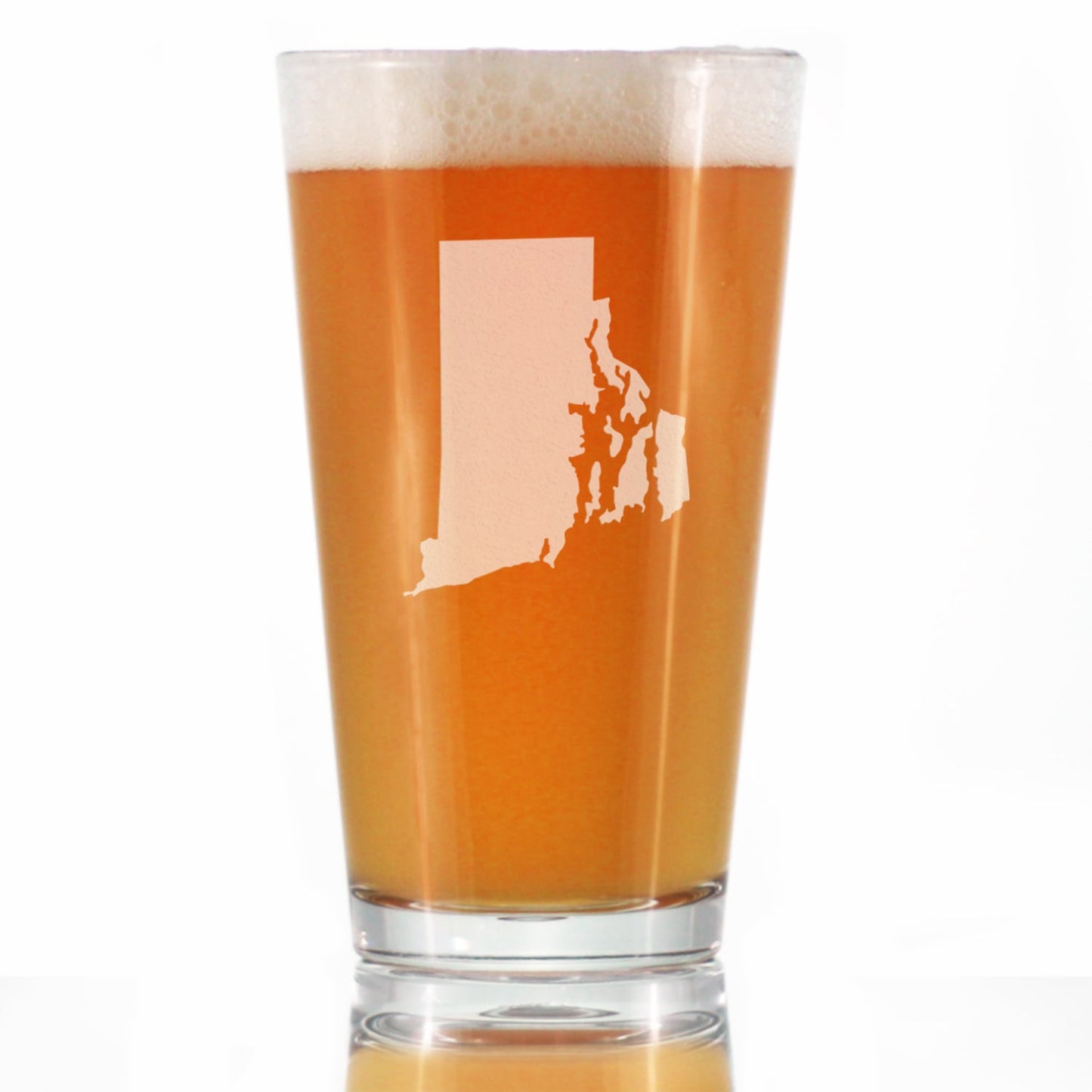 Rhode Island State Outline Pint Glass for Beer - State Themed Drinking Decor and Gifts for Rhode Islander Women & Men - 16 Oz Glasses