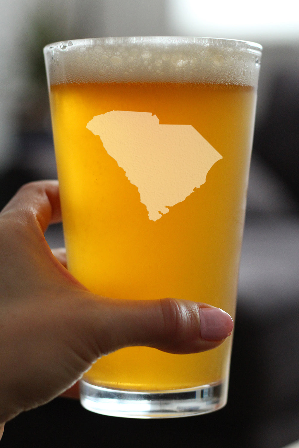 South Carolina State Outline Pint Glass for Beer - State Themed Drinking Decor and Gifts for South Carolinian Women & Men - 16 Oz Glasses