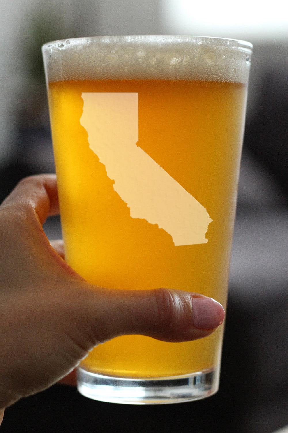 California State Outline Pint Glass for Beer - State Themed Drinking Decor and Gifts for Californian Women & Men - 16 Oz Glasses