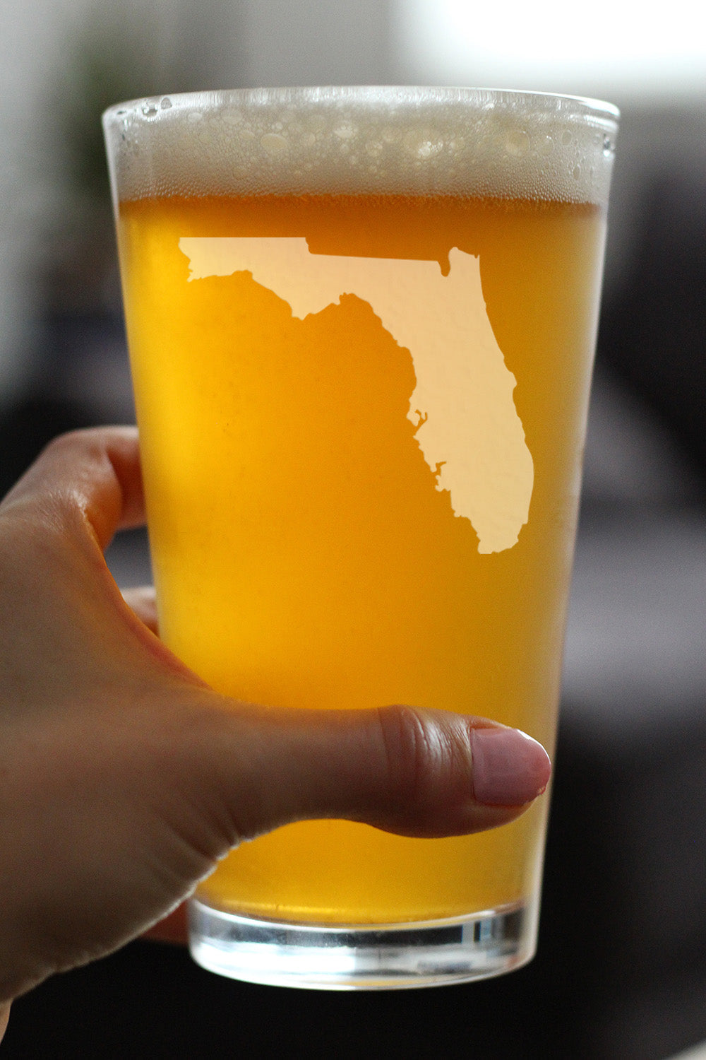 Florida State Outline Pint Glass for Beer - State Themed Drinking Decor and Gifts for Floridian Women & Men - 16 Oz Glasses