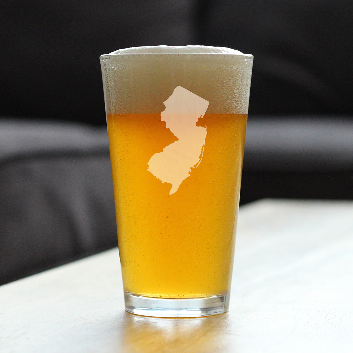 New Jersey State Outline Pint Glass for Beer - State Themed Drinking Decor and Gifts for New Jerseyan Women & Men - 16 Oz Glasses