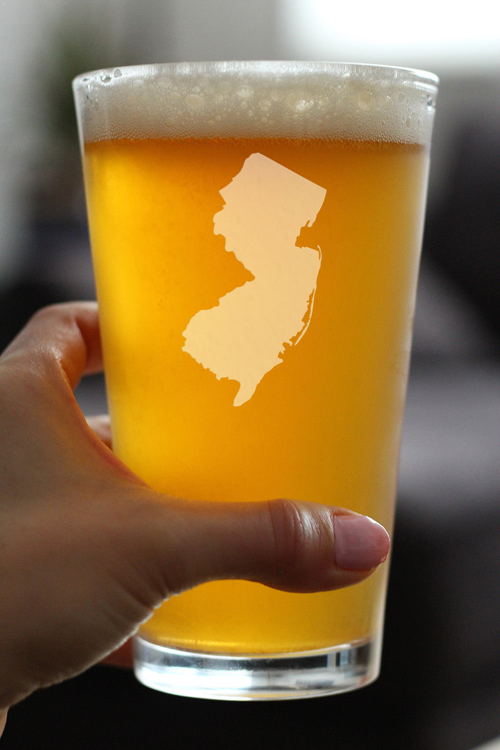 New Jersey State Outline Pint Glass for Beer - State Themed Drinking Decor and Gifts for New Jerseyan Women & Men - 16 Oz Glasses