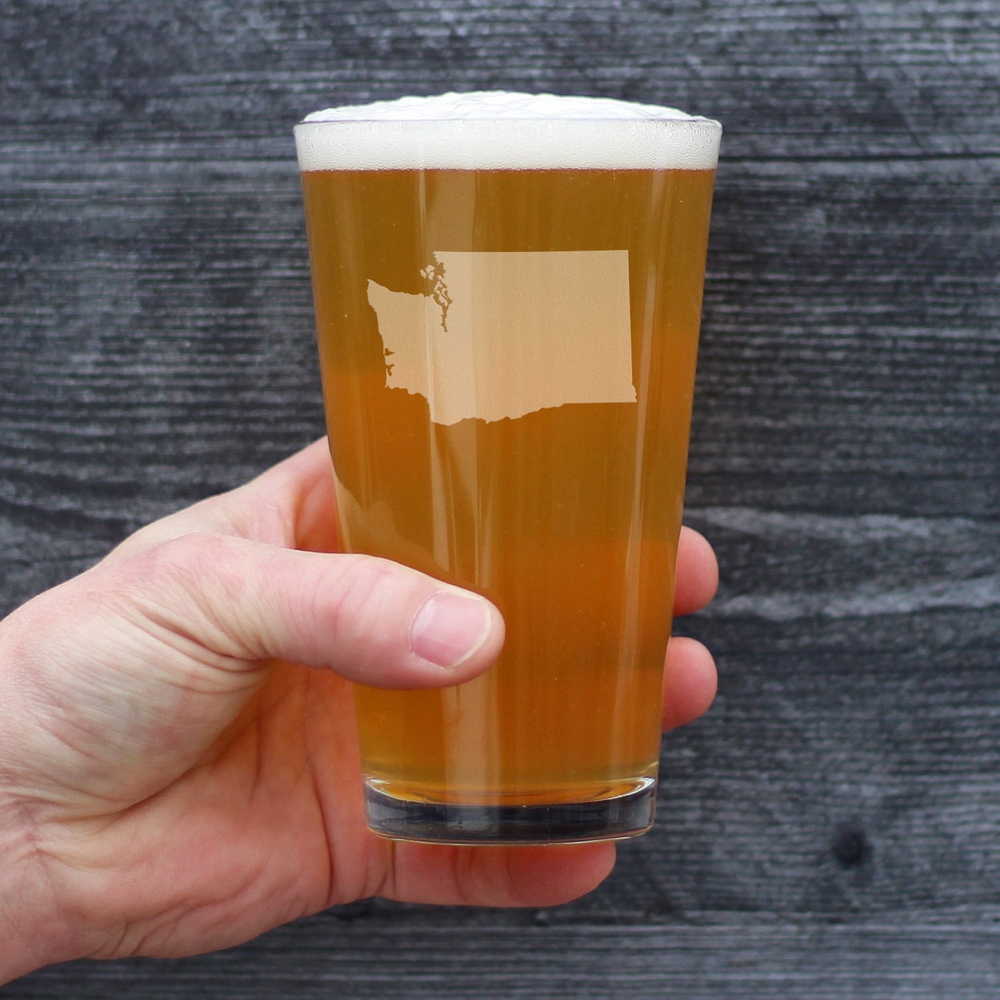 Washington State Outline Pint Glass for Beer - State Themed Drinking Decor and Gifts for Washingtonian Women & Men - 16 Oz Glasses