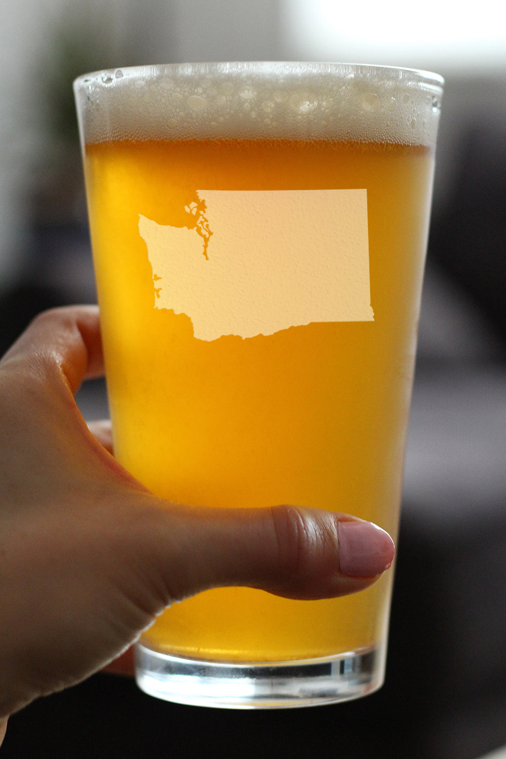 Washington State Outline Pint Glass for Beer - State Themed Drinking Decor and Gifts for Washingtonian Women & Men - 16 Oz Glasses
