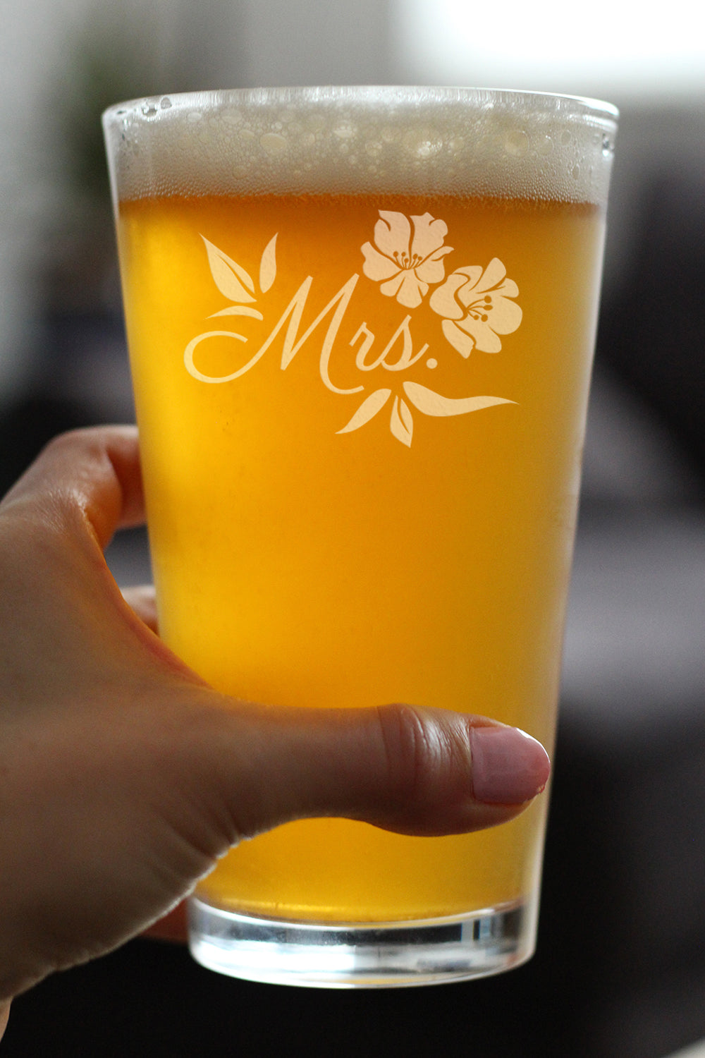 Mrs. Pint Glass - Unique Wedding Gift for Bride - Cute Engraved Wedding Cup Gift