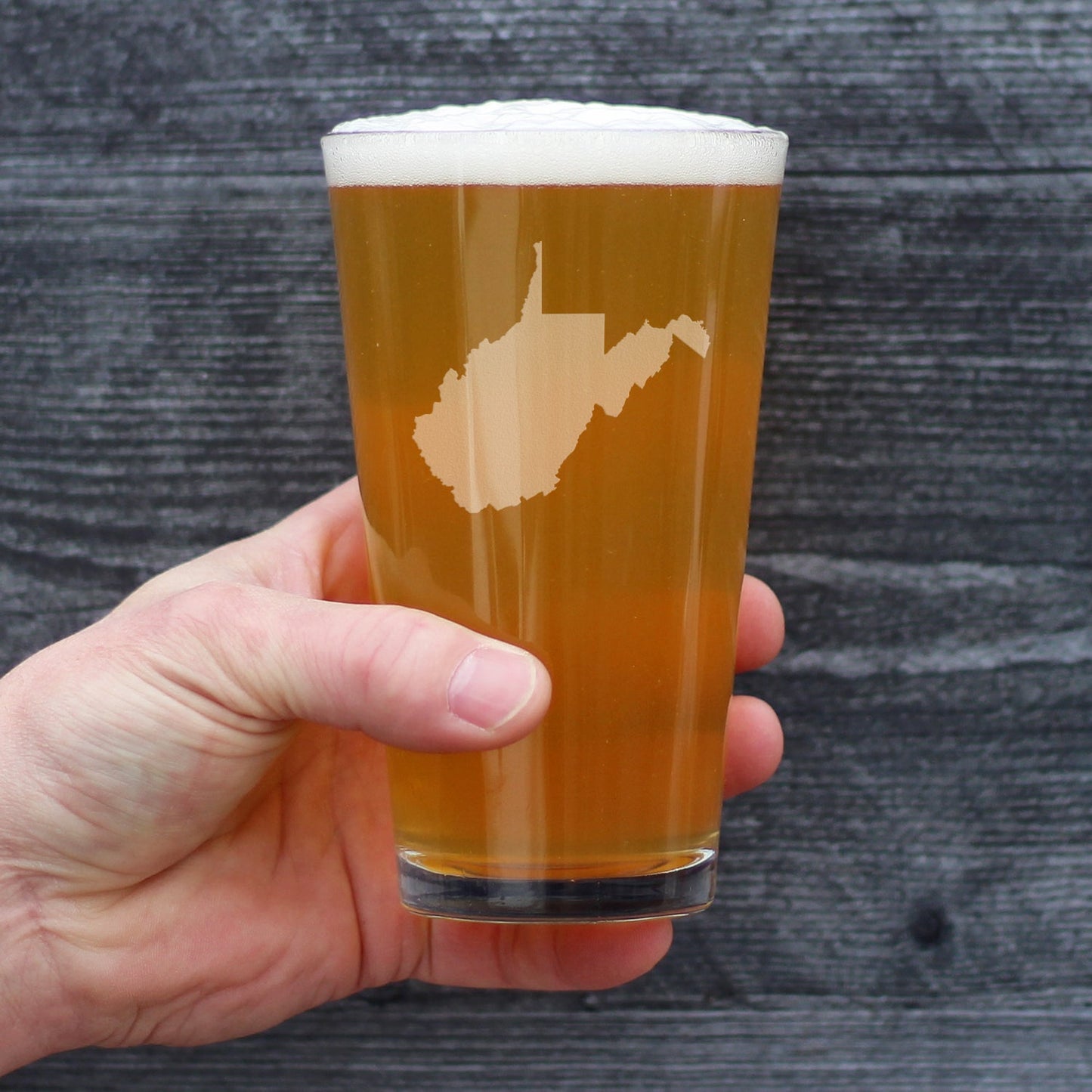 West Virginia State Outline Pint Glass for Beer - State Themed Drinking Decor and Gifts for West Virginian Women & Men - 16 Oz Glasses