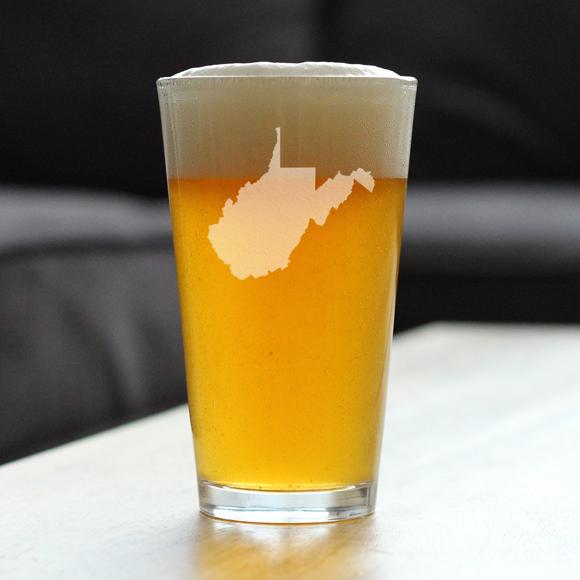 West Virginia State Outline Pint Glass for Beer - State Themed Drinking Decor and Gifts for West Virginian Women & Men - 16 Oz Glasses
