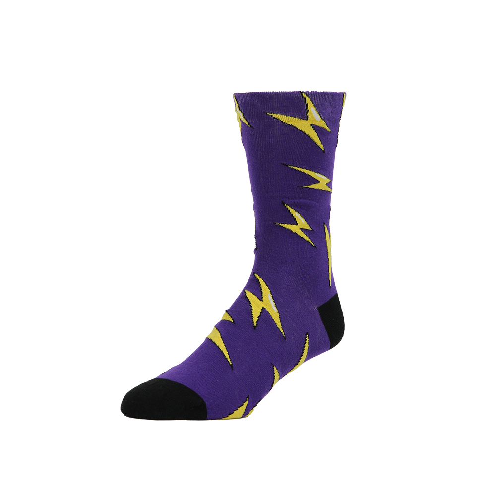 Purple Lightning Bolt Socks U.S Mens 8-12