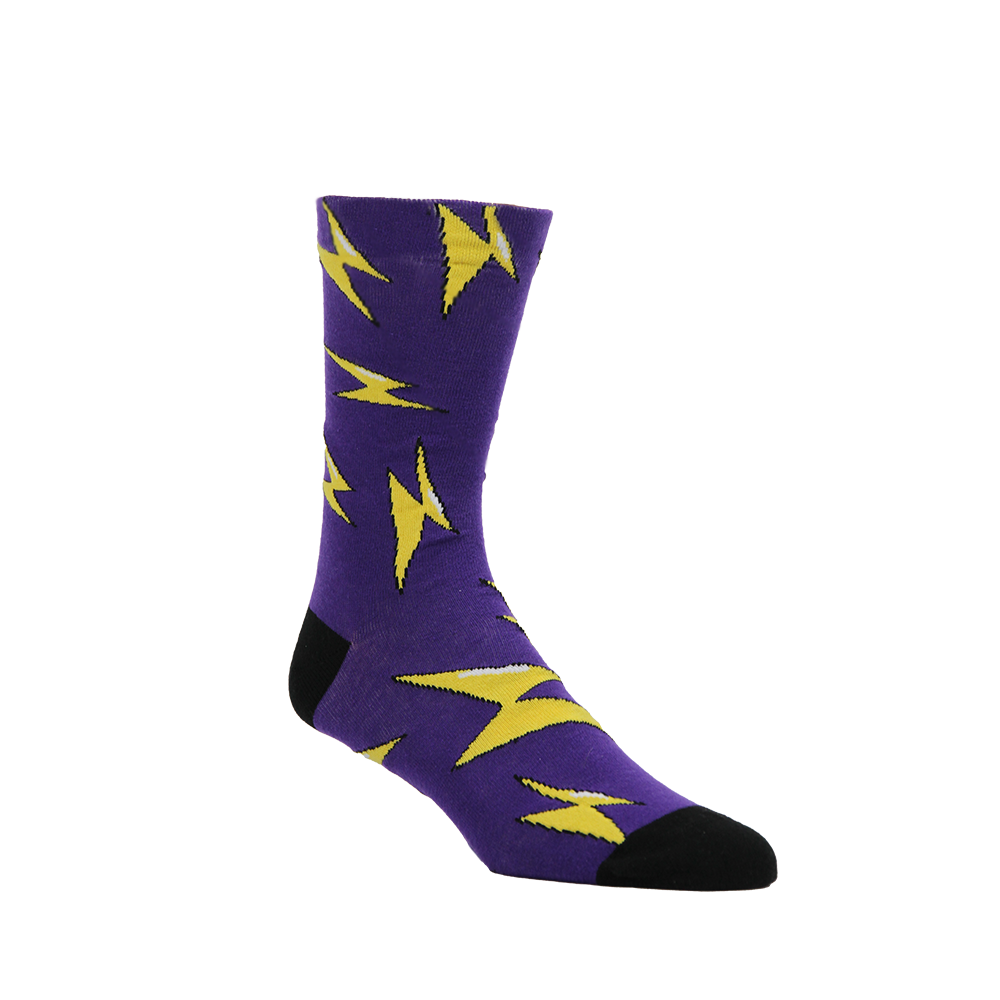 Purple Lightning Bolt Socks U.S Mens 8-12