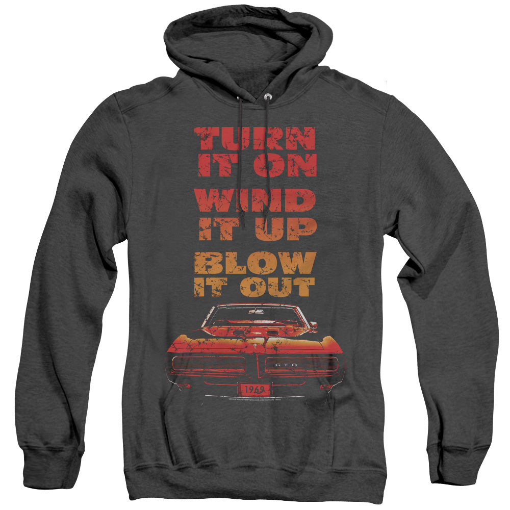 Pontiac Blow It Out Gto Mens Heather Hoodie Black Officially Licensed