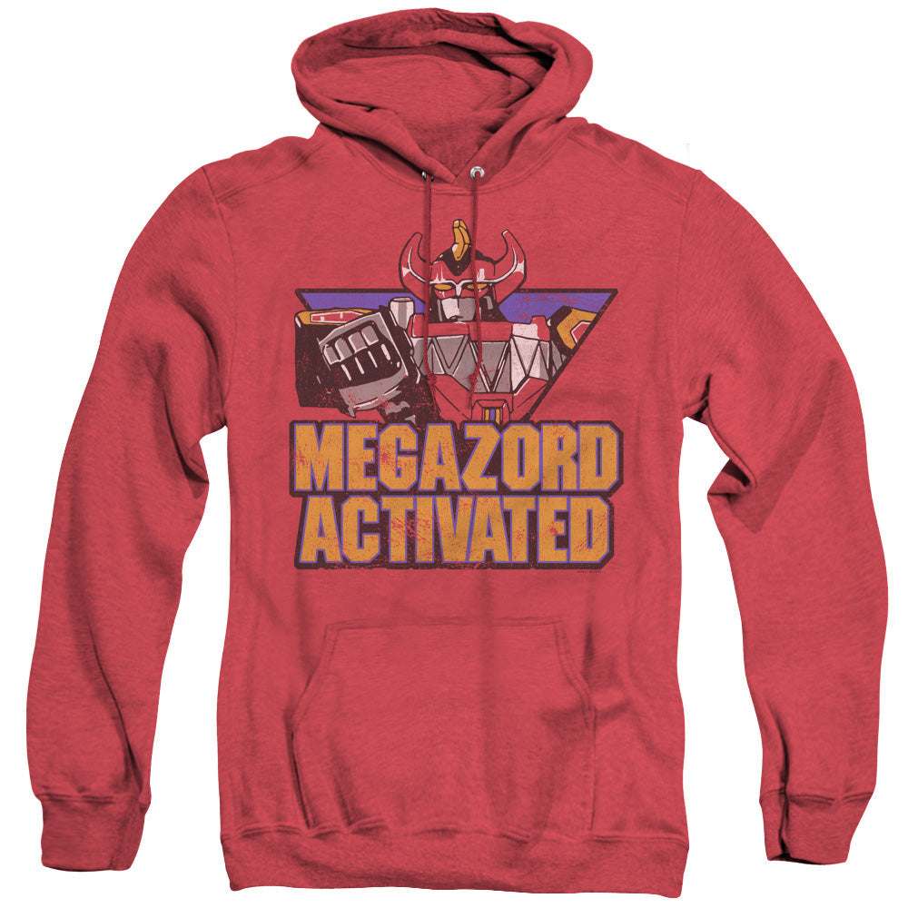 Power Rangers Megazord Activated Mens Heather Hoodie Red Officially Licensed
