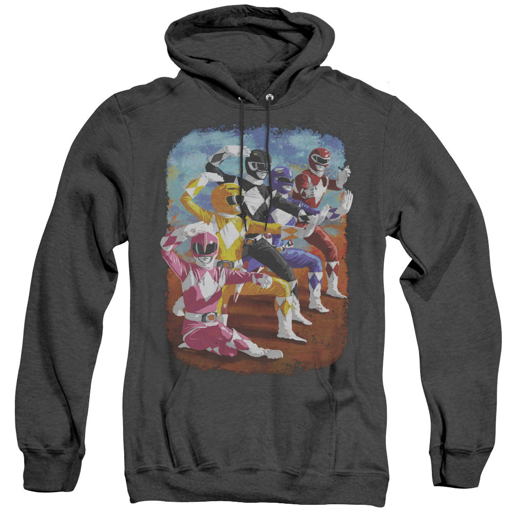 Power Rangers Impressionist Rangers Mens Heather Hoodie Black Officially Licensed