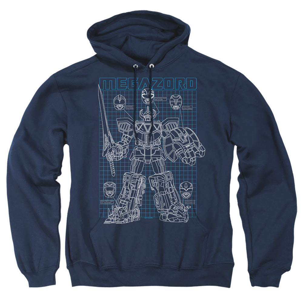 Power Rangers Mega Plans Mens Hoodie Navy Officially Licensed