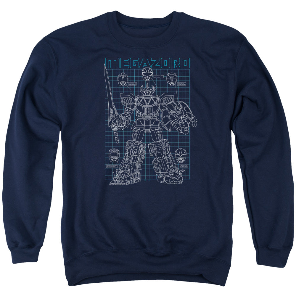 Power Rangers Mega Plans Mens Crewneck Sweatshirt Navy Officially Licensed