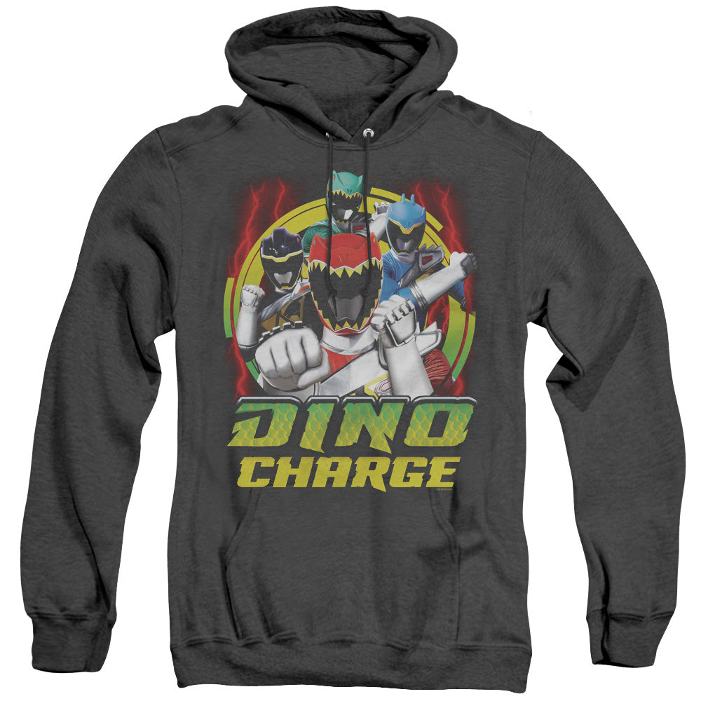 Power Rangers Dino Lightning Mens Heather Hoodie Black Officially Licensed