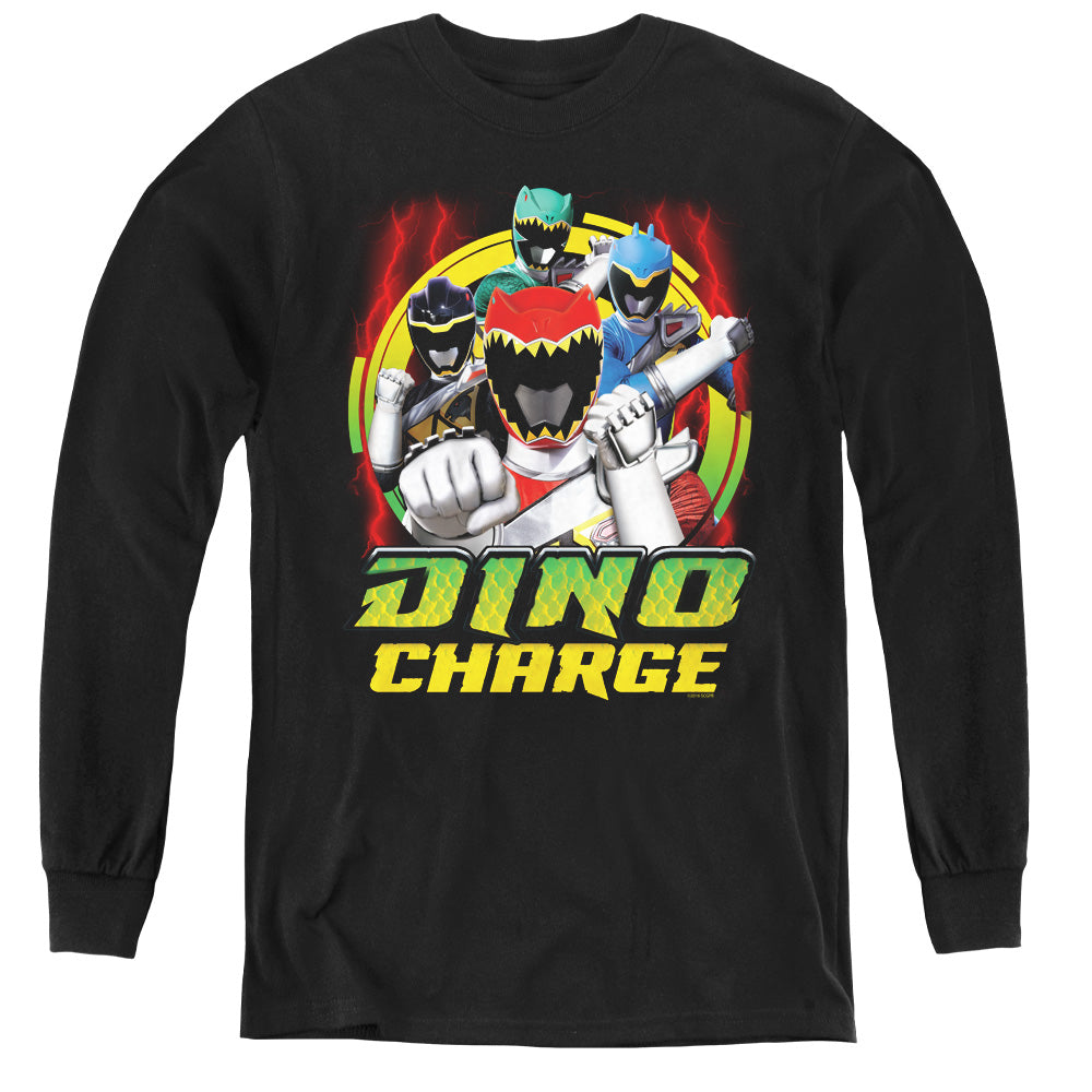 Power Rangers Dino Lightning Long Sleeve Kids Youth T Shirt Black Officially Licensed