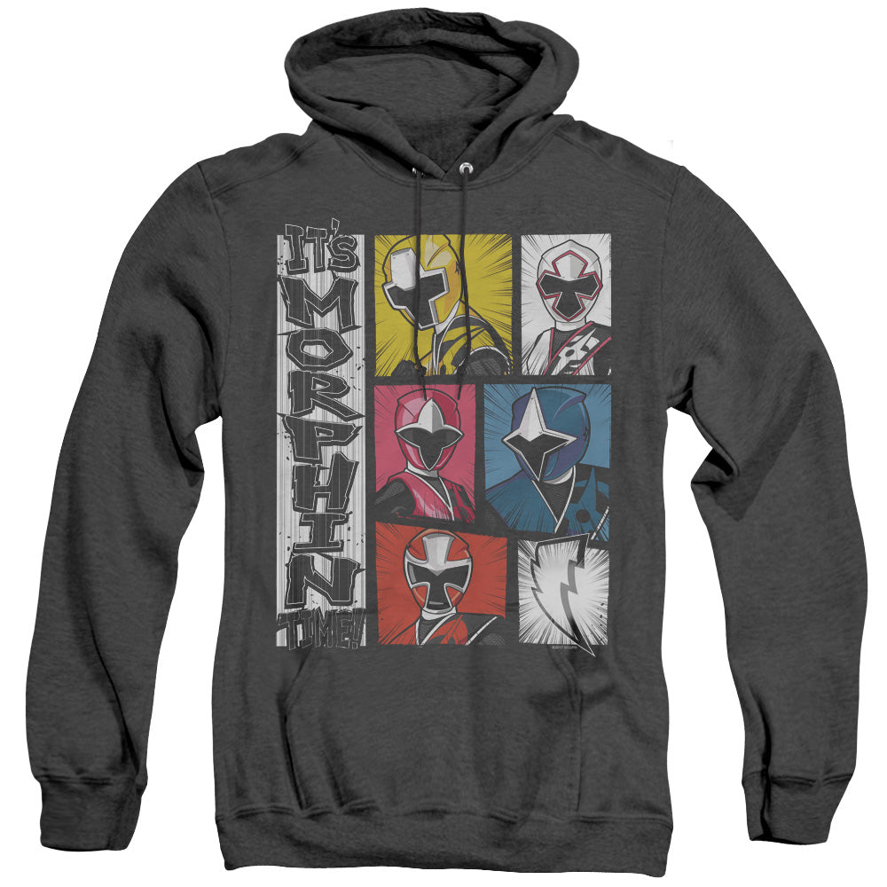 Power Rangers Its Morphin Time Mens Heather Hoodie Black Officially Licensed
